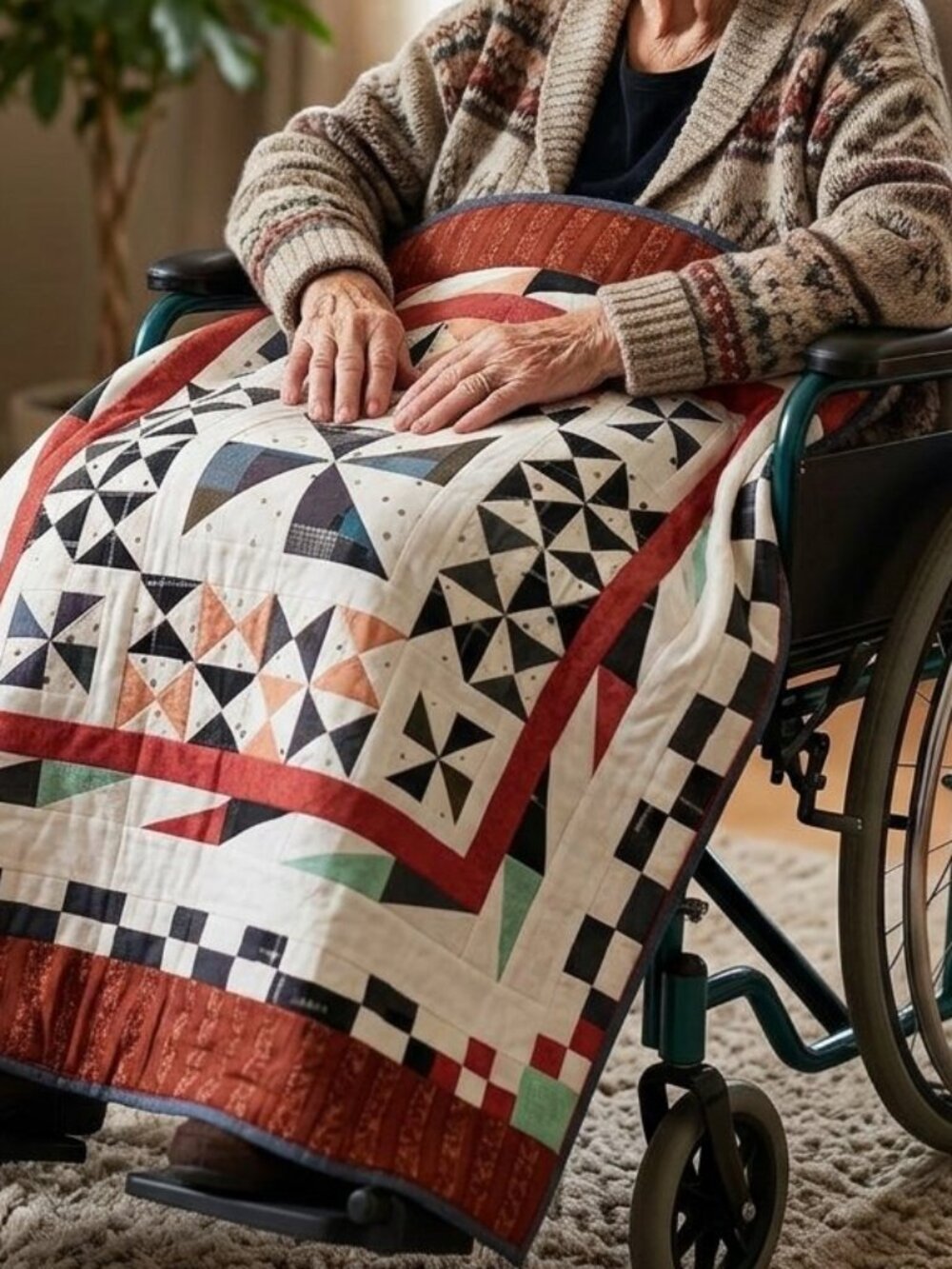 Handmade Small Lap Quilt Wheelchair Blanket 41" x 40"